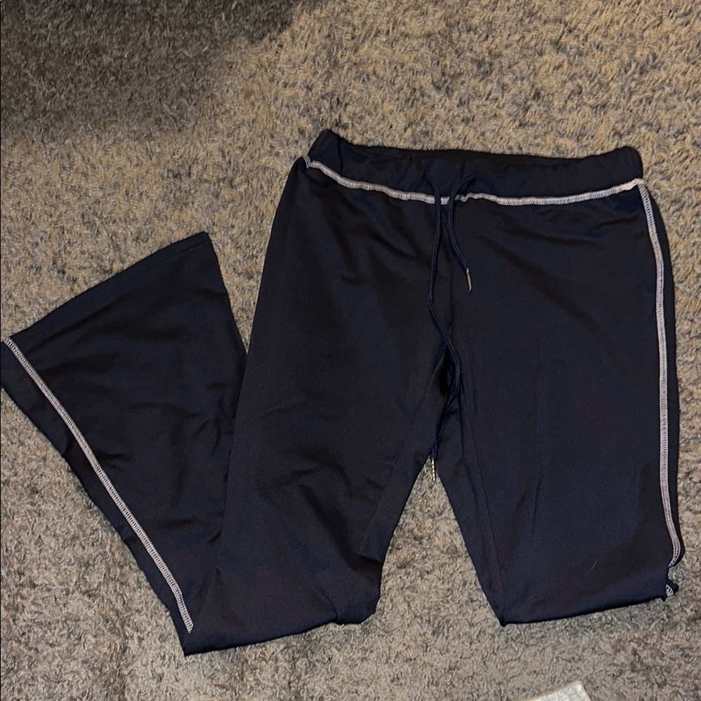 Navy Track Pants with White Trim